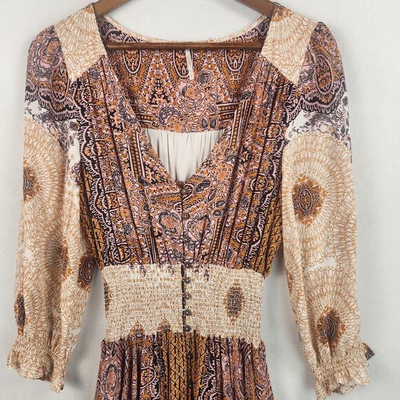 Free People Mexicali Rose Maxi Dress Women’s SZ SM EUC Dusty Rose - Picture 11 of 16